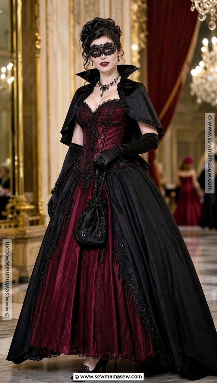Masquerade Vampire Costume With Ball Gown - 30 vampire costume inspo ideas for women