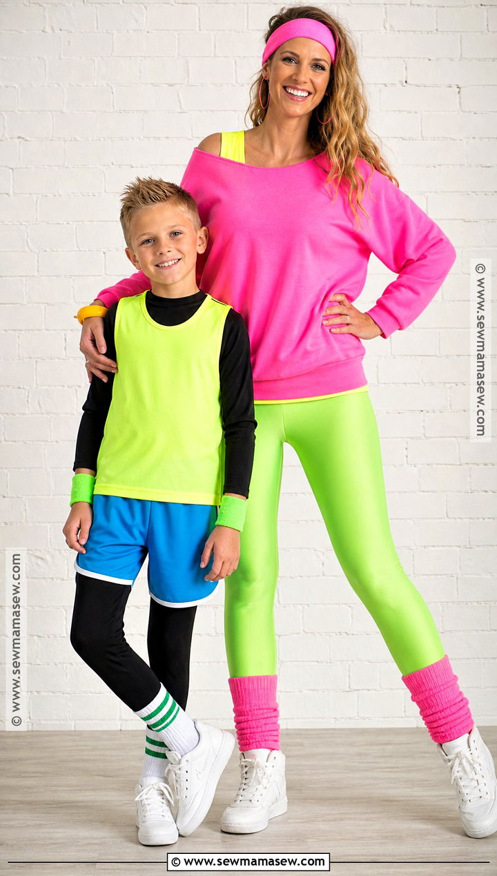 Matching 1980s Workout Costume - 30 mom and son costume ideas
