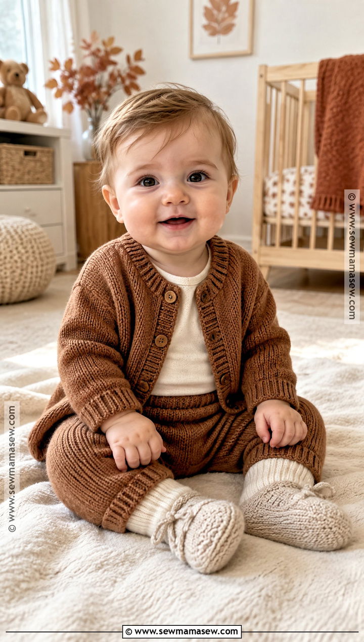 Matching Baby Sweater Set With Knit Booties - 15 cozy fall baby outfit ideas