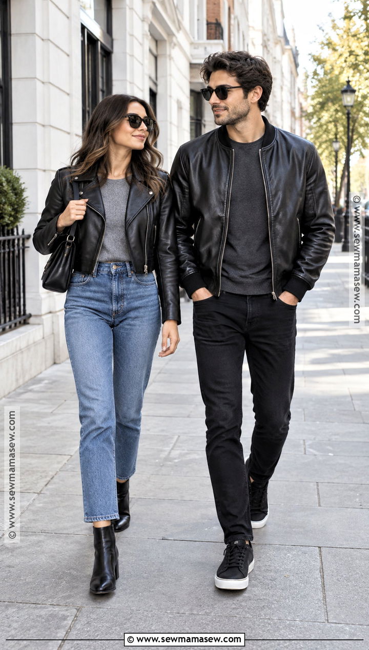 Matching Black Leather Jacket Fall Outfits - 15 Cute Couple Outfits Matching Fall