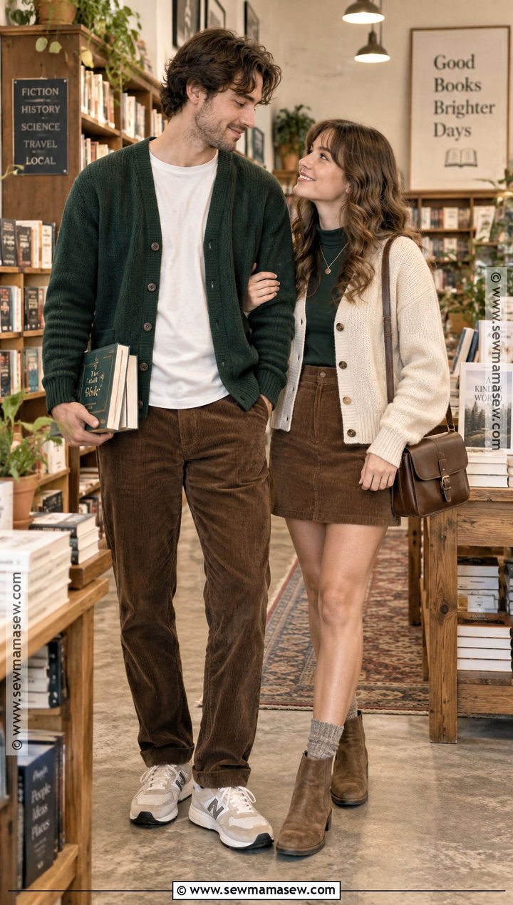 Matching Cardigan And Corduroy Couple Outfit - 20 fall matching outfits for couples