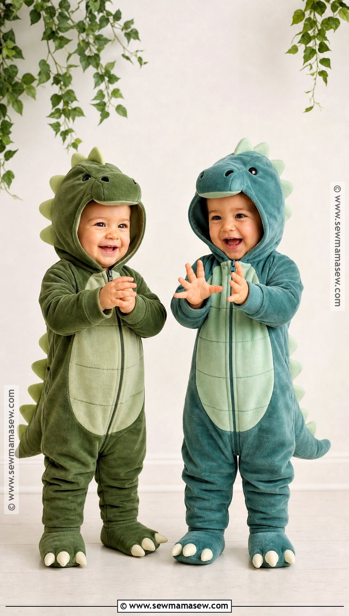 Matching Dinosaur Twin Baby Costume - 30 twin halloween costumes for babies