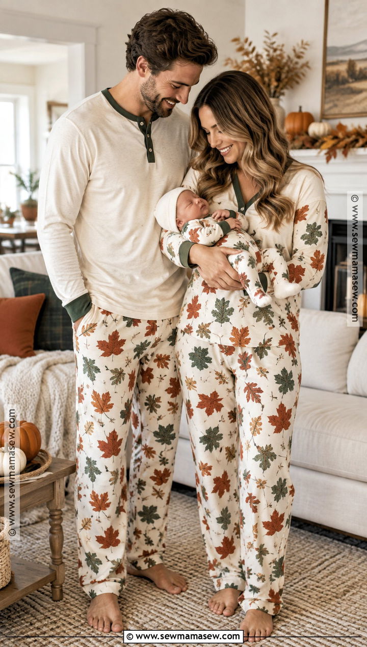 Matching Family Thanksgiving Pajama Look - 15 newborn first thanksgiving outfit ideas