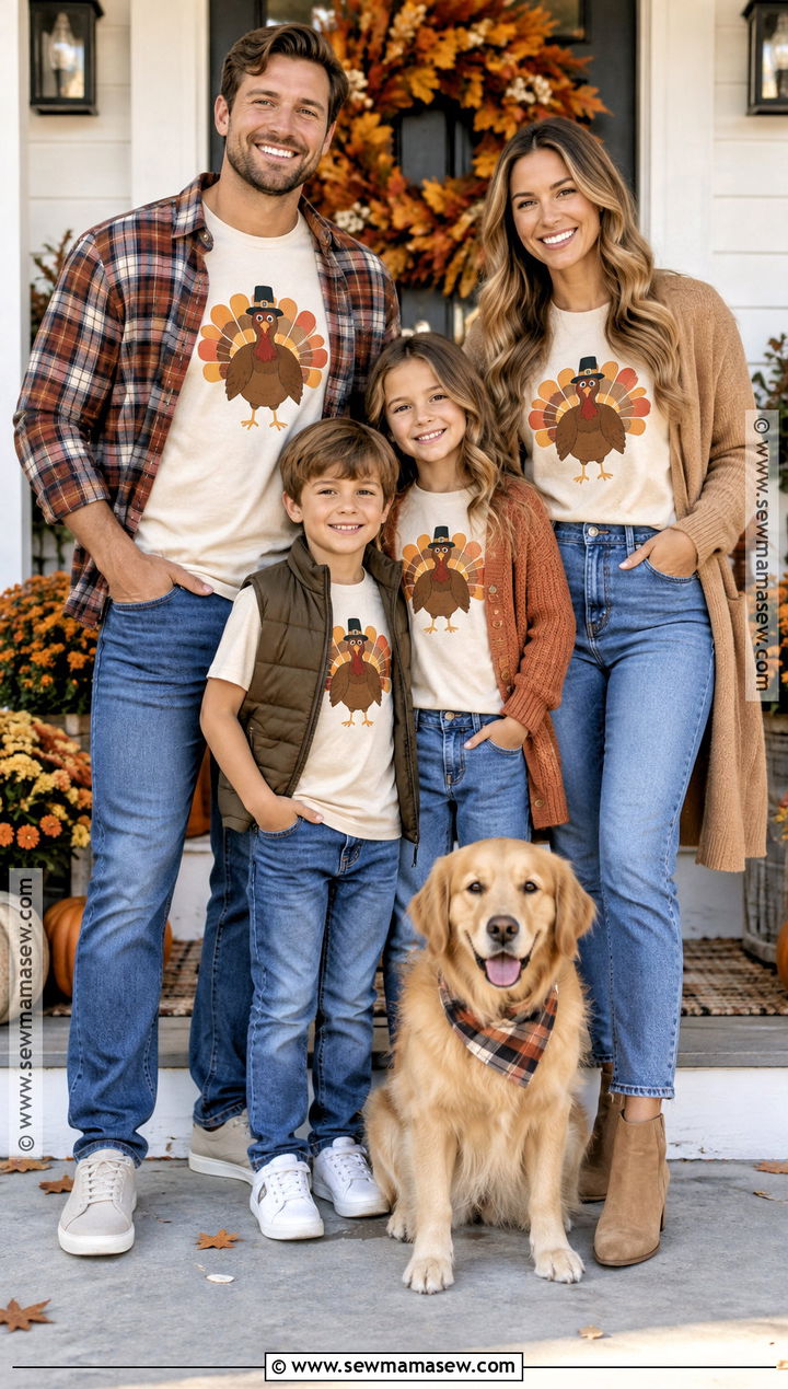 Matching Family Thanksgiving T Shirt With Blue Jeans - 20 Thanksgiving Tshirt Ideas