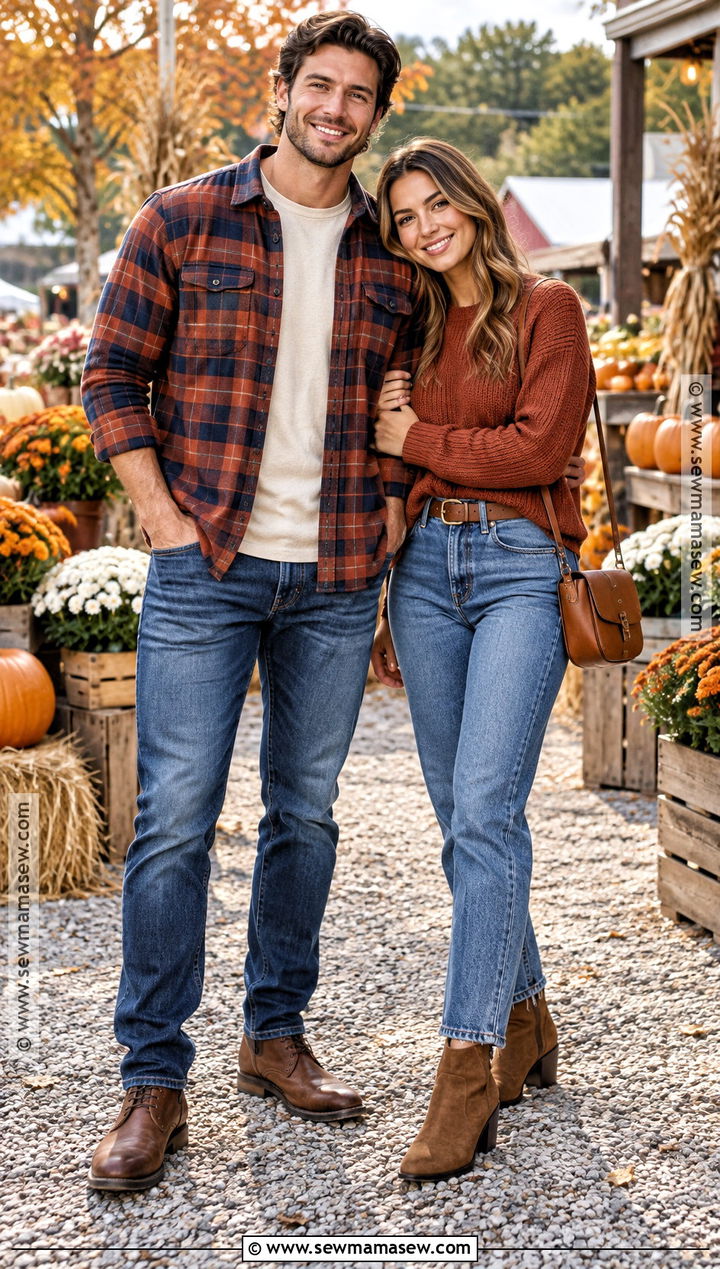 Matching Flannel And Jeans Couple Outfit - 20 fall matching outfits for couples