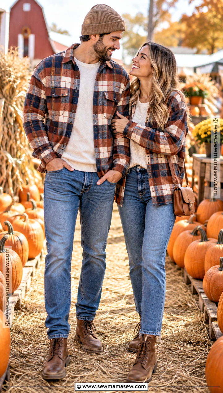 Matching Flannel And Jeans Pumpkin Patch Outfit - 20 matching pumpkin patch outfits for couples