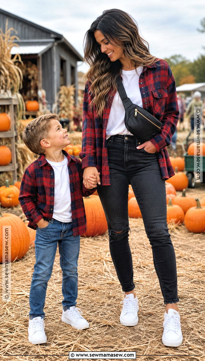 Matching Flannel Fall Mom and Son Outfit - 15 fall mom and son outfits