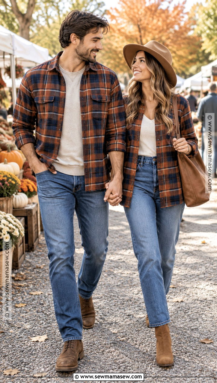 Matching Flannel Shirt Fall Outfits - 15 Cute Couple Outfits Matching Fall