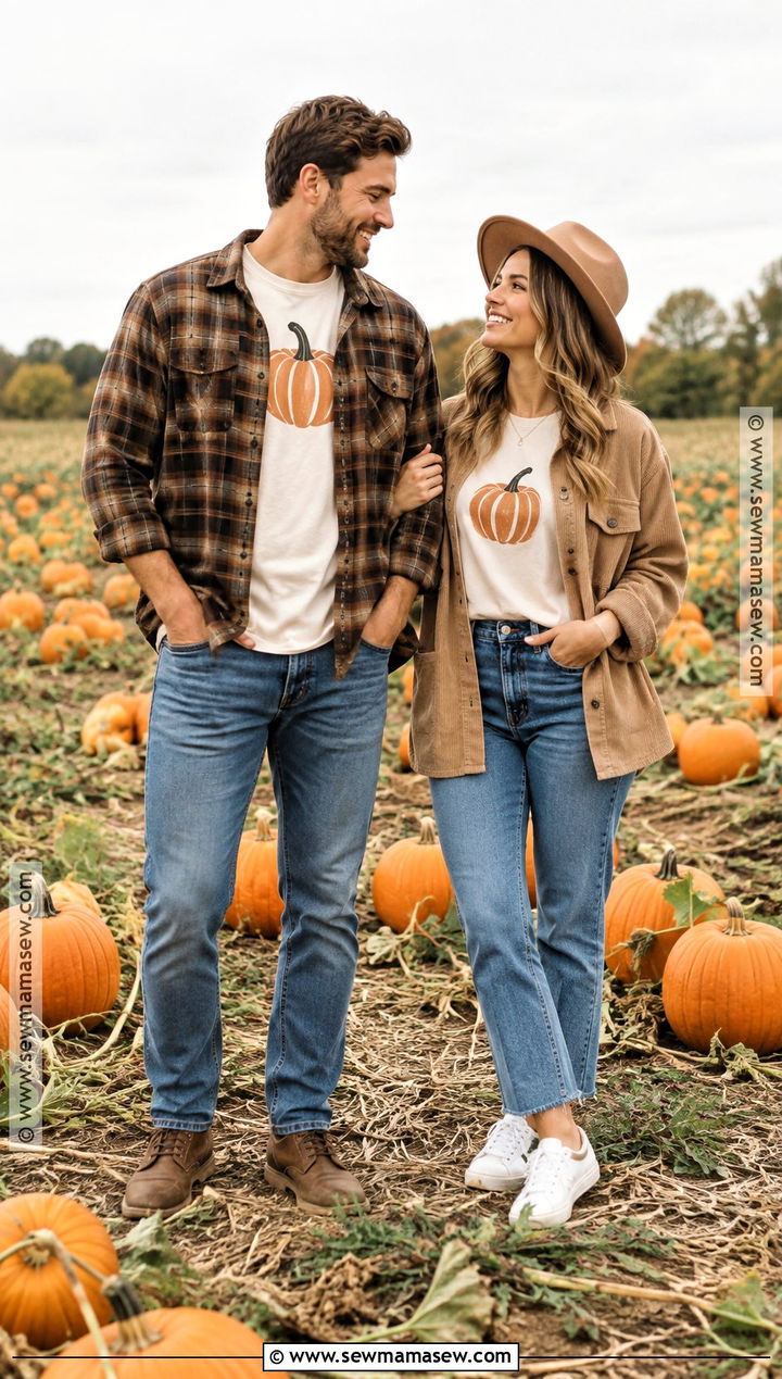 Matching Graphic Tee Pumpkin Patch Couple Outfit - 25 Pumpkin Patch Couple Outfit Ideas