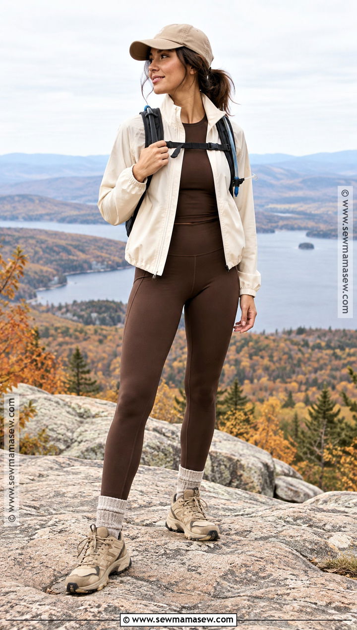Matching Hiking Set And Windbreaker Outfit - 20 Hiking Outfit Fall Ideas for Women