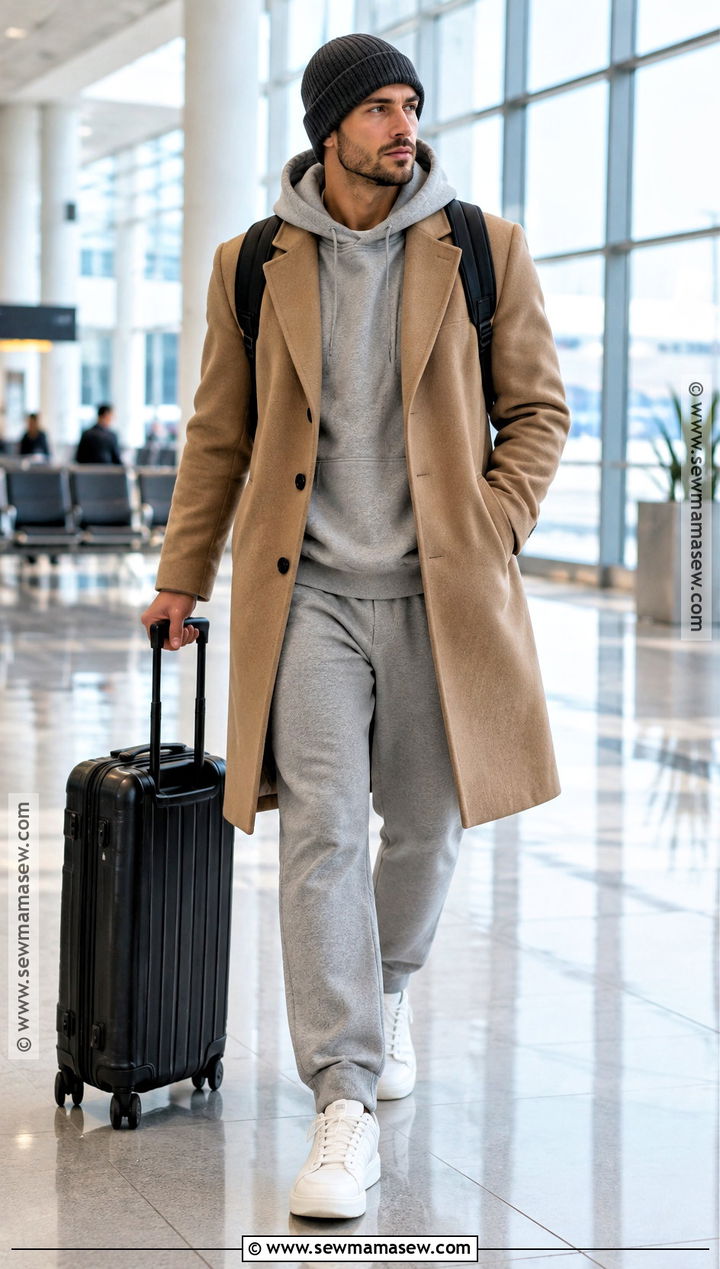 Matching Hoodie And Sweatpants With Overcoat - 15 Fall Hoodie Outfit Ideas for Men