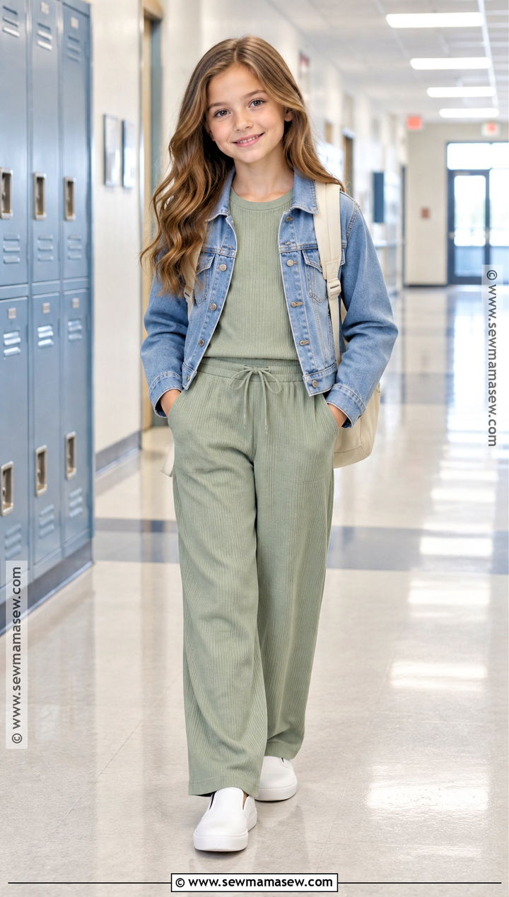 Matching Knit Set And Slip On Sneakers Outfit - 20 back to school outfits for kids