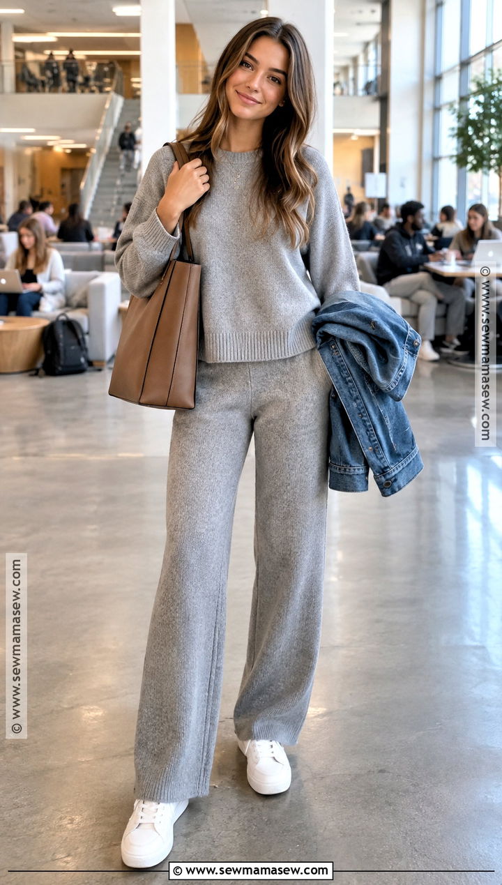Matching Knit Set And Sneakers Back to School Outfit - 15 back-to-school outfit ideas