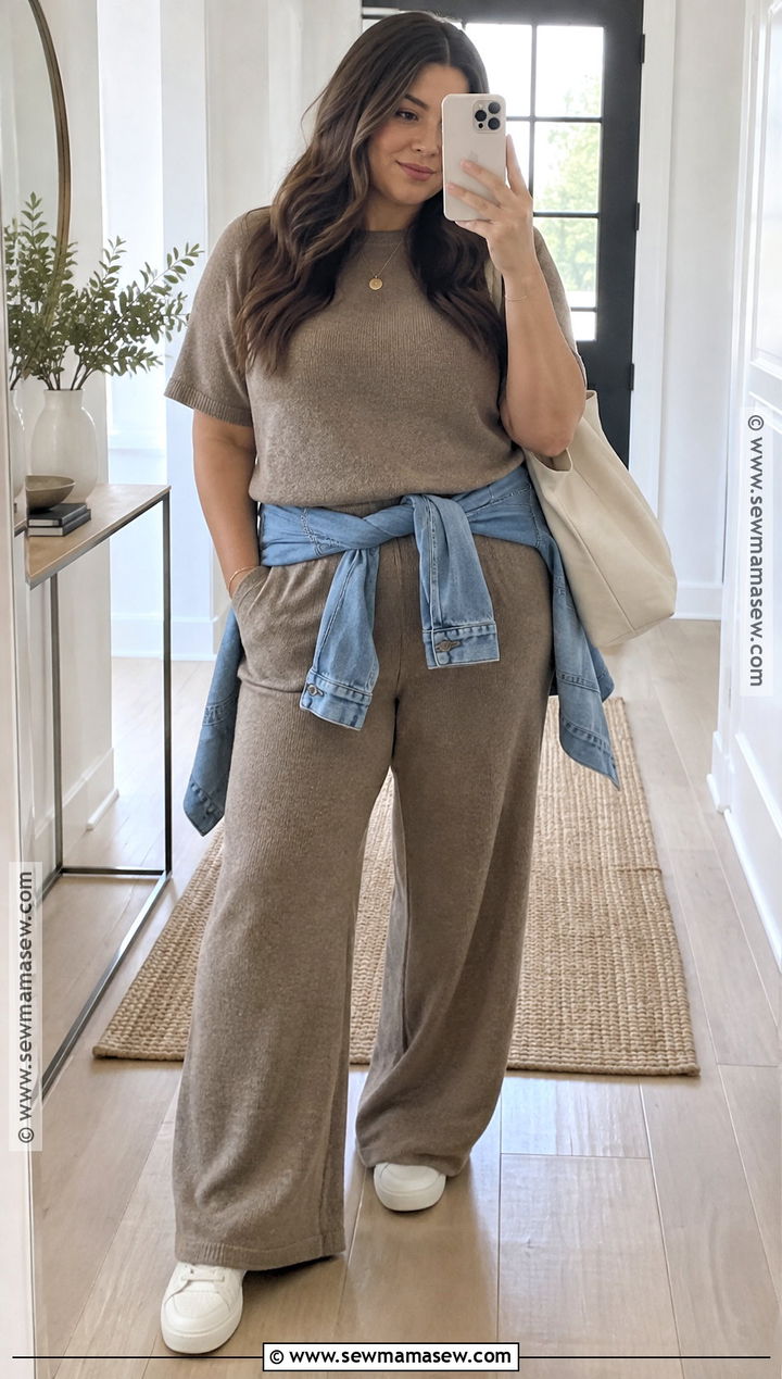 Matching Knit Set And Sneakers Fall Outfit - 15 cute transition to fall outfits