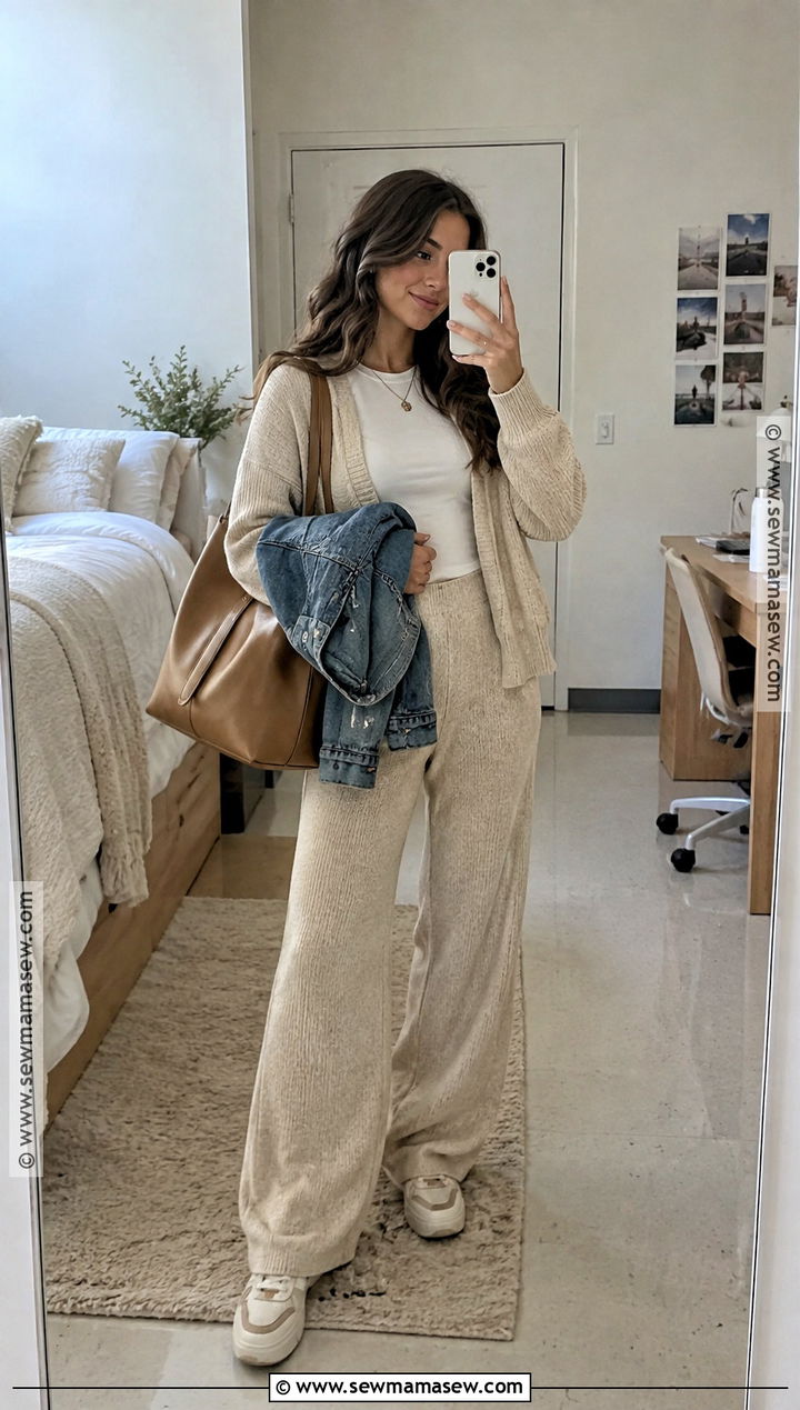 Matching Knit Set And Sneakers For University - 20 university fall outfits