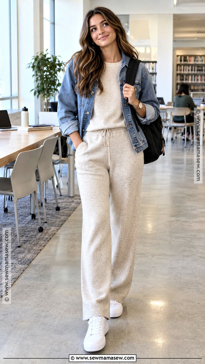 Matching Knit Set And Sneakers Outfit - 20 Back To School Clothes Ideas