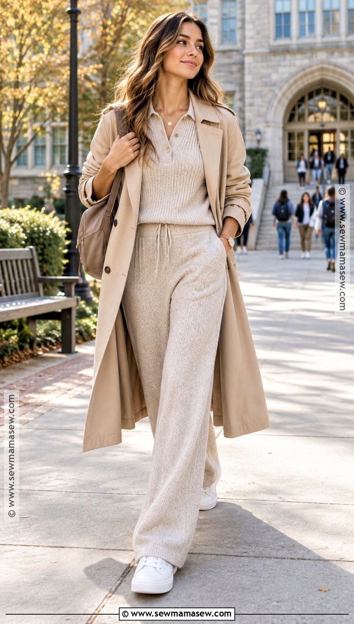 Matching Knit Set And Trench Coat Back To School Outfit - 15 Chic Back To School Outfits
