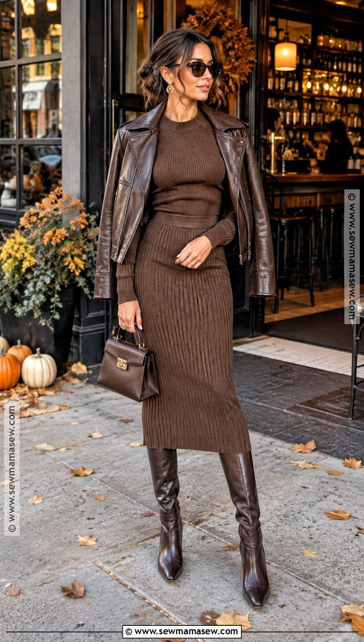 Matching Knit Set Bar Outfit - 25 fall night out outfit bar ideas