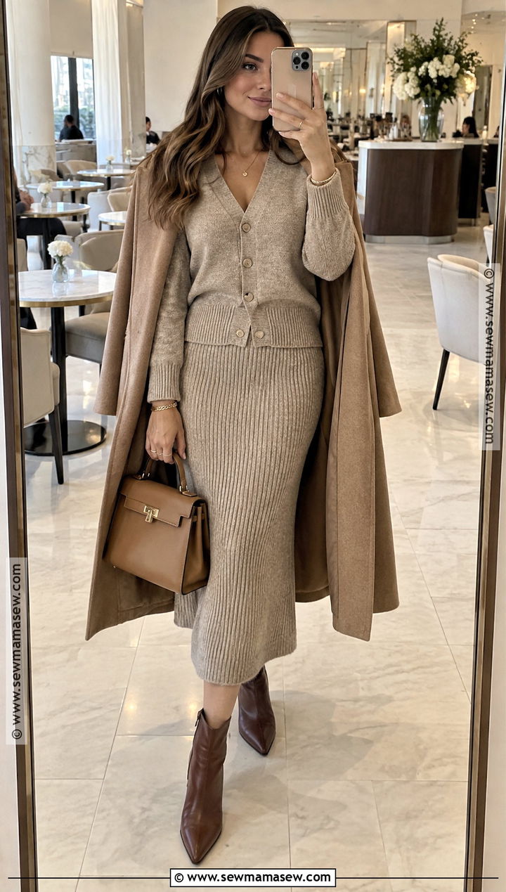 Matching Knit Set Brunch Outfit - 25 brunch outfit autumn ideas