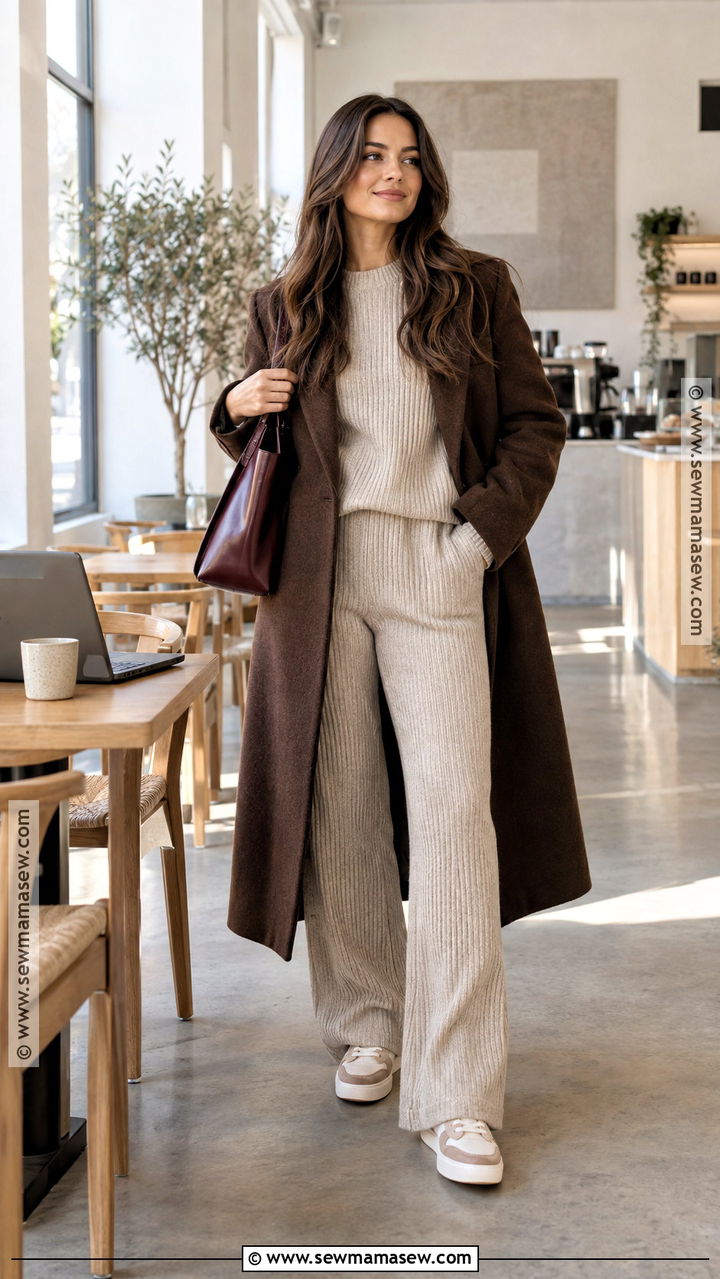 Matching Knit Set Coffee Outfit - 20 Autumn Coffee Outfit Ideas