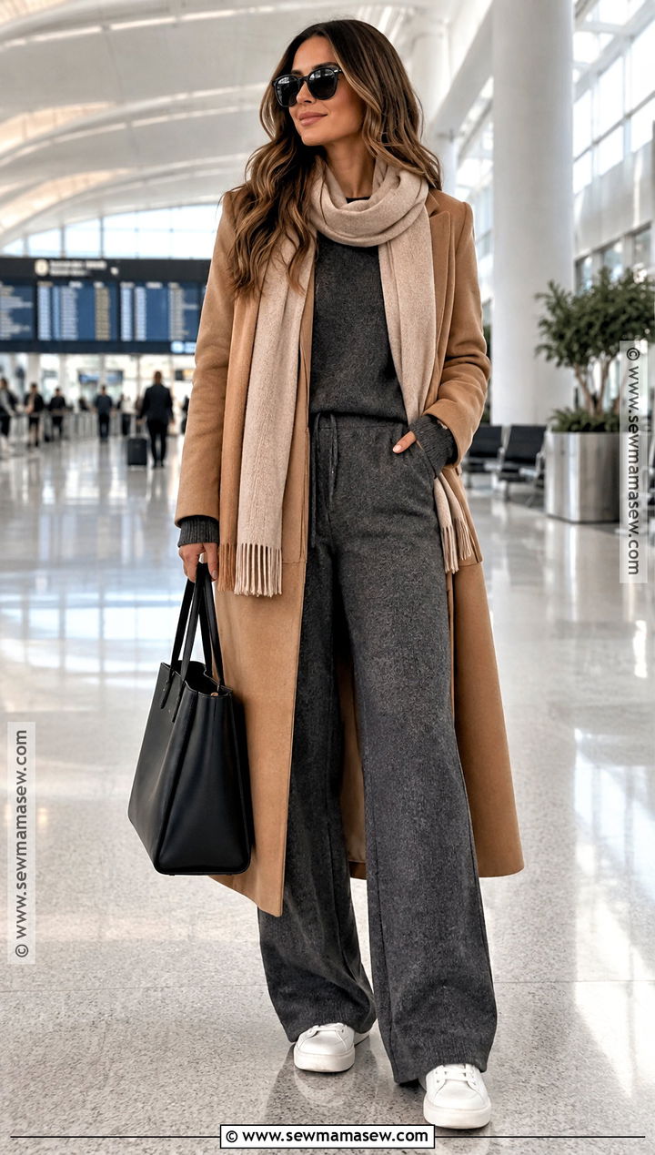 Matching Knit Set Fall Airport Outfit - 15 Chic Fall Travel Outfits