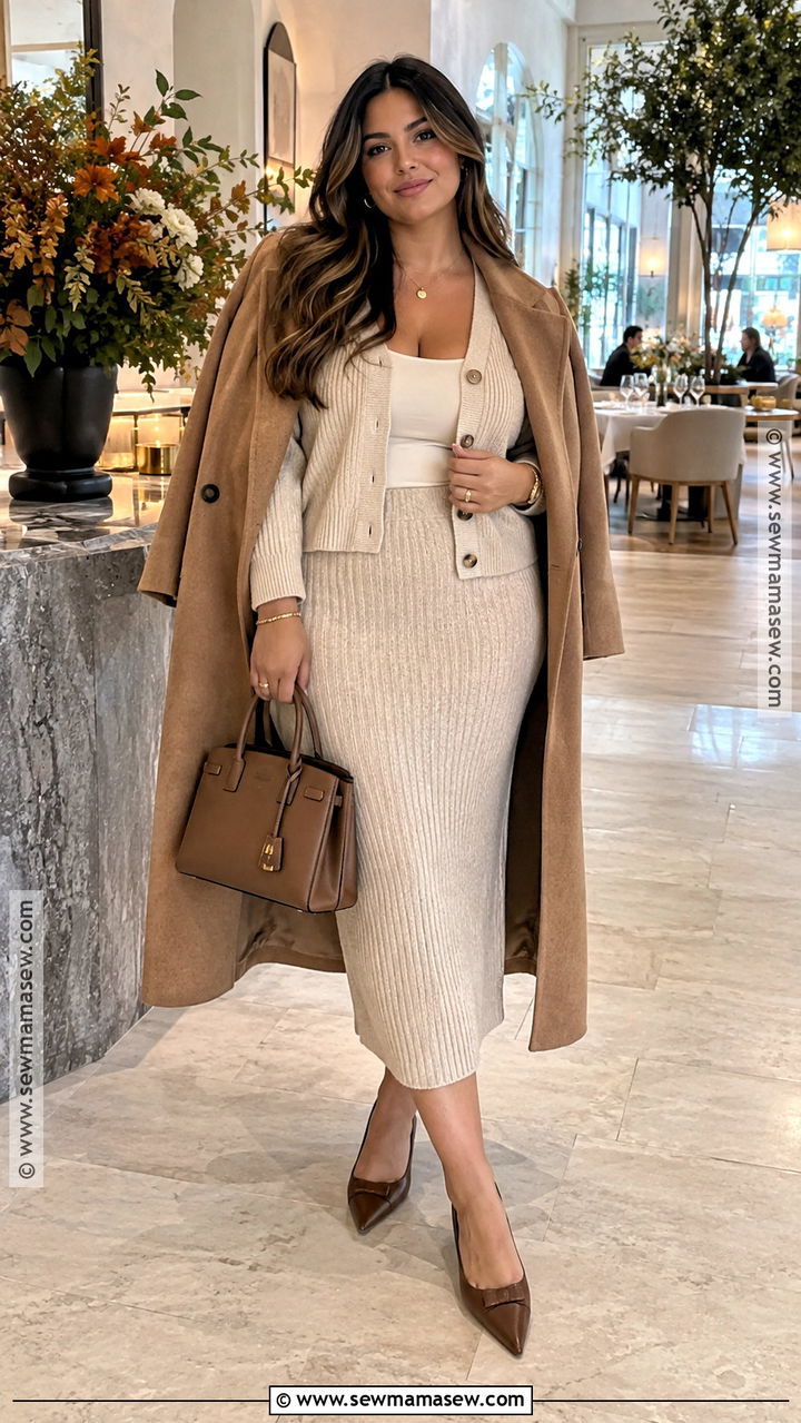 Matching Knit Set Fall Brunch Outfit - 20 Fall Outfits Brunch