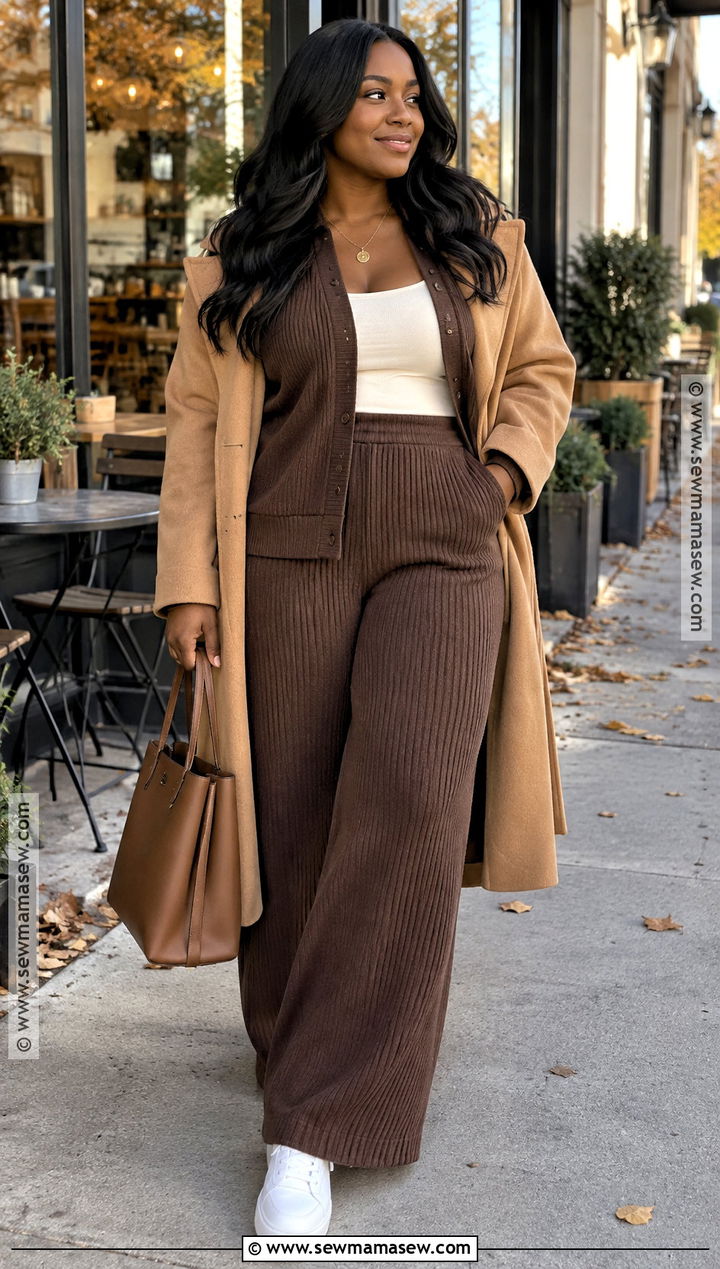Matching Knit Set Fall Outfit for Black Women - 20 Black Women Outfits Fall