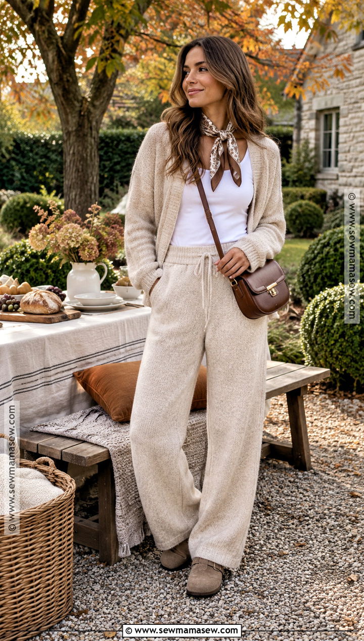 Matching Knit Set Fall Picnic Outfit With Clogs - 20 picnic outfit fall ideas