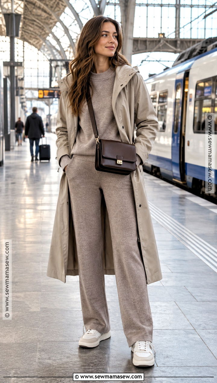 Matching Knit Set With Long Raincoat - 15 amsterdam fits autumn