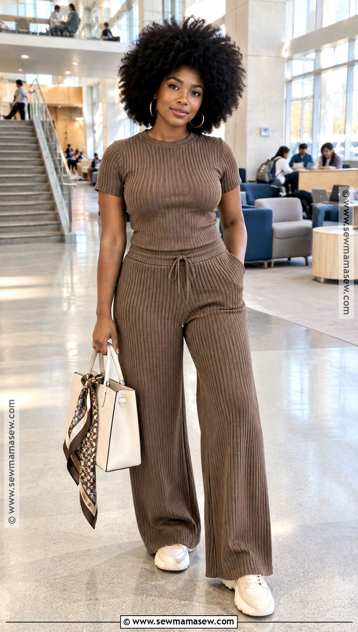 Matching Knit Set and Sneakers Outfit - 15 shein back to school outfits for black women