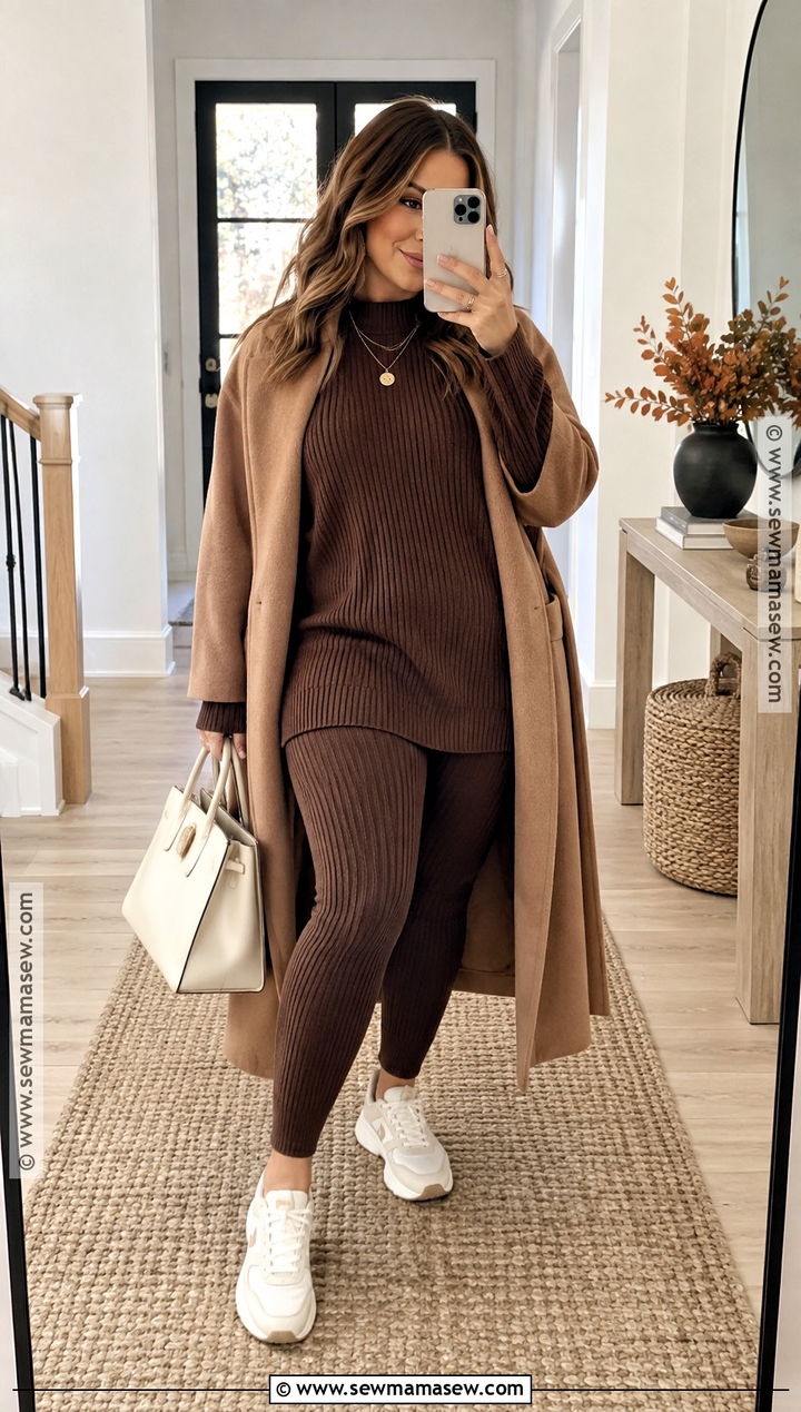 Matching Knit Top And Leggings Set - 20 Thanksgiving Outfits With Leggings