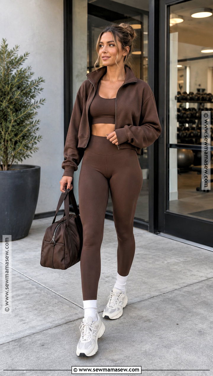 Matching Leggings And Quarter Zip Gym Outfit - 20 fall gym outfit ideas