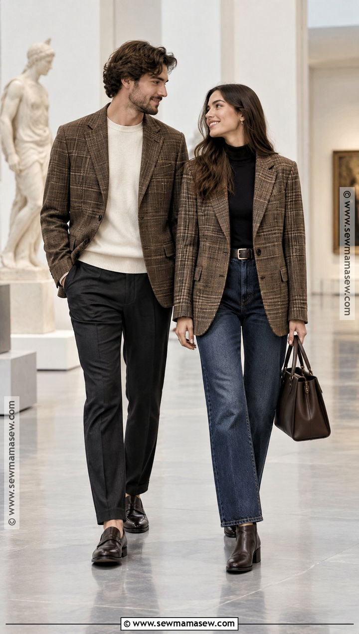 Matching Plaid Blazer Couple Outfit - 20 fall matching outfits for couples