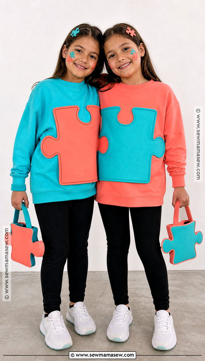 Matching Puzzle Piece Twin Costume - 35 twin costume ideas