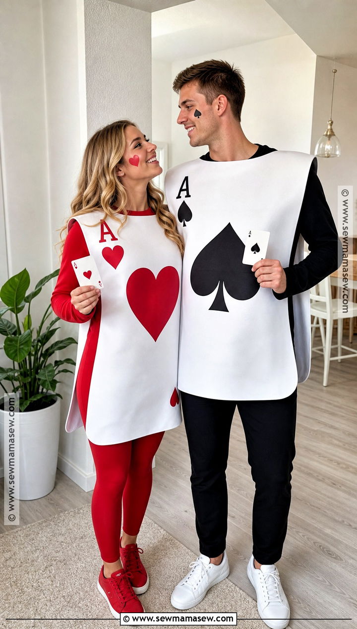 Matching Red And Black Ace Couple Costume - 30 Deck Of Cards Costume Ideas