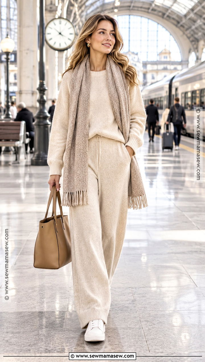 Matching Scarf With Knit Set And Sneakers - 15 fall scarves outfit