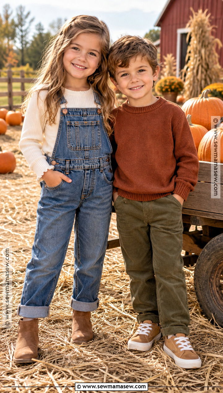 Matching Sibling Earth Tone Pumpkin Patch Outfits - 25 pumpkin patch outfit ideas for kids