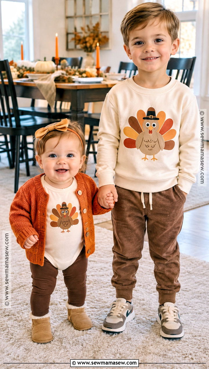 Matching Sibling Thanksgiving Onesie Outfit - 20 thanksgiving onesie ideas