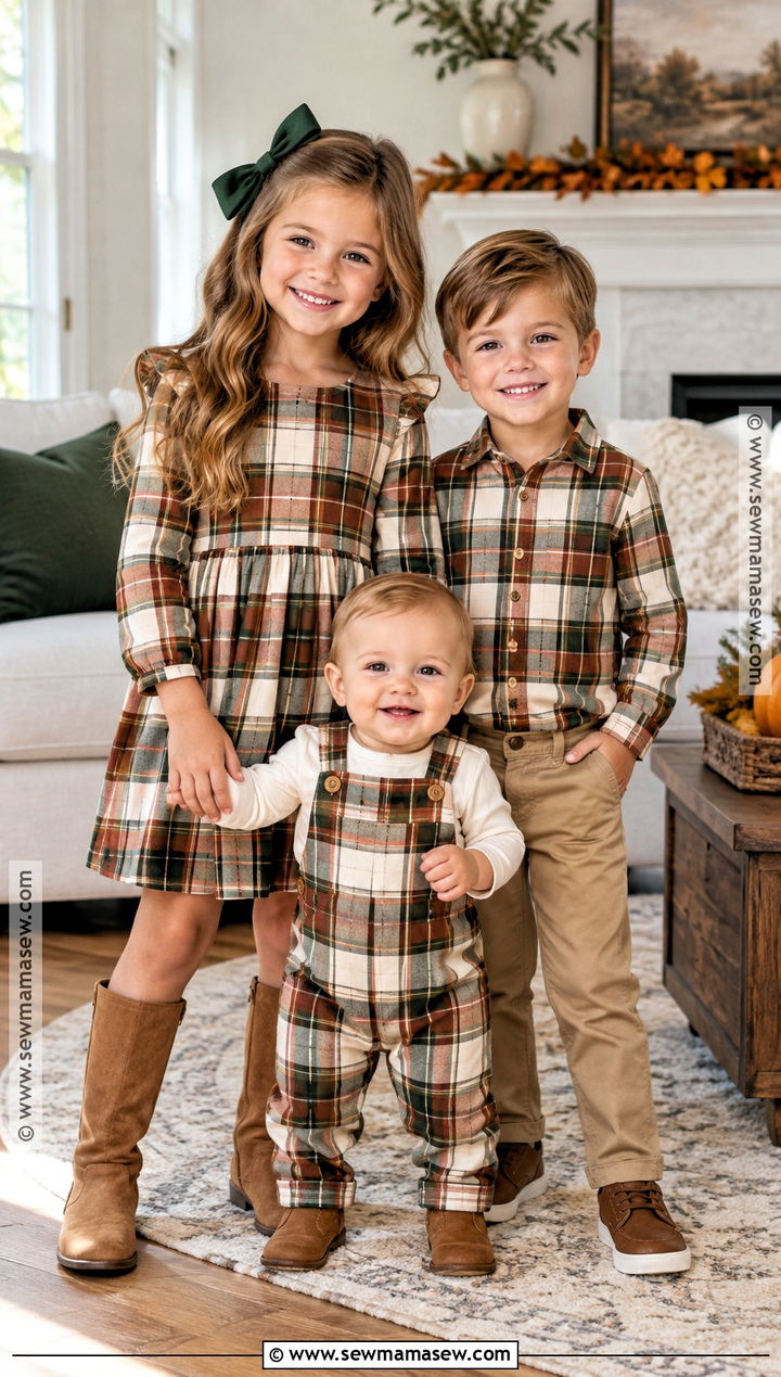 Matching Sibling Thanksgiving Plaid Outfits - 20 kids thanksgiving outfits