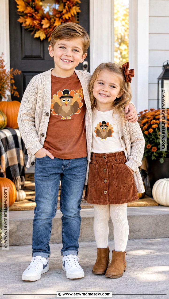 Matching Sibling Thanksgiving Shirt Outfit - 15 thanksgiving shirt ideas for kids