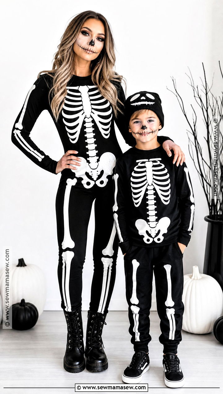 Matching Skeleton Costume - 30 mommy and son halloween costumes