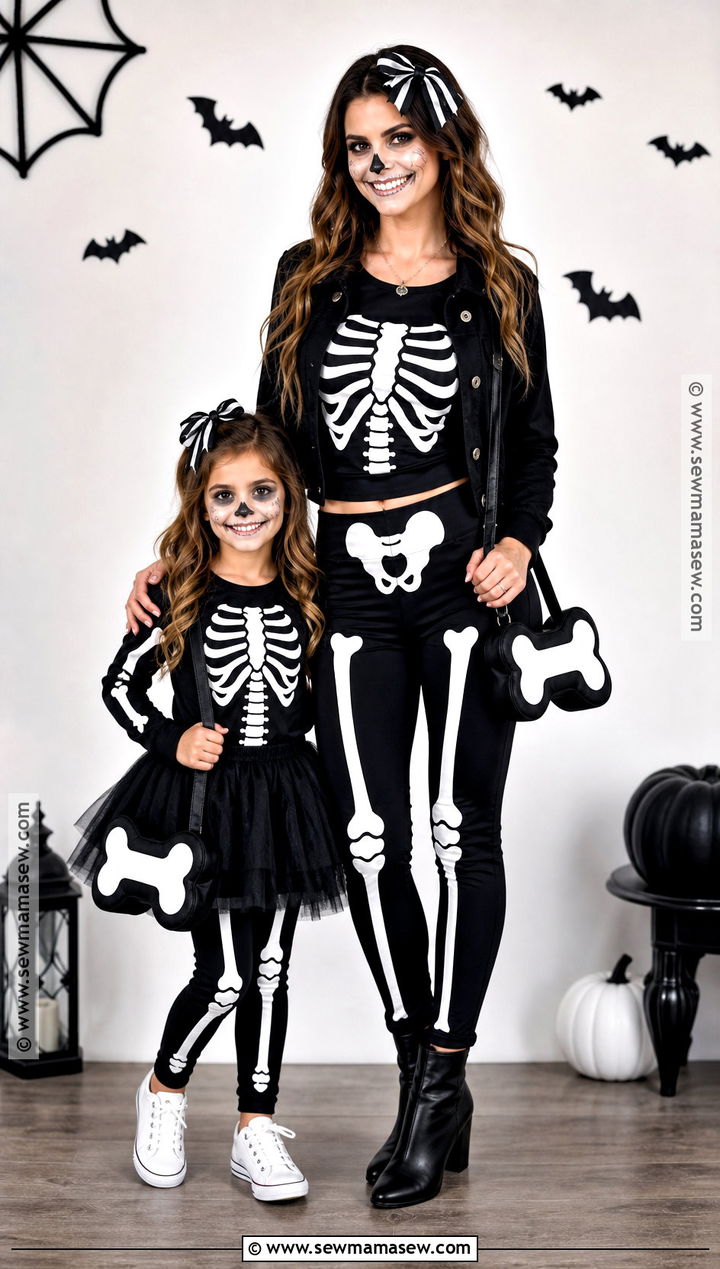 Matching Skeleton Costume - 35 Mother Daughter Halloween Costumes