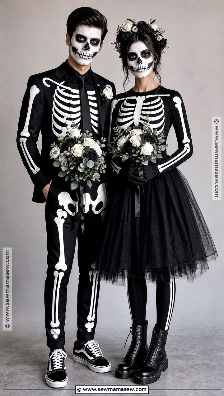 Matching Skeleton Couple Costume - 35 cute couple costumes for halloween