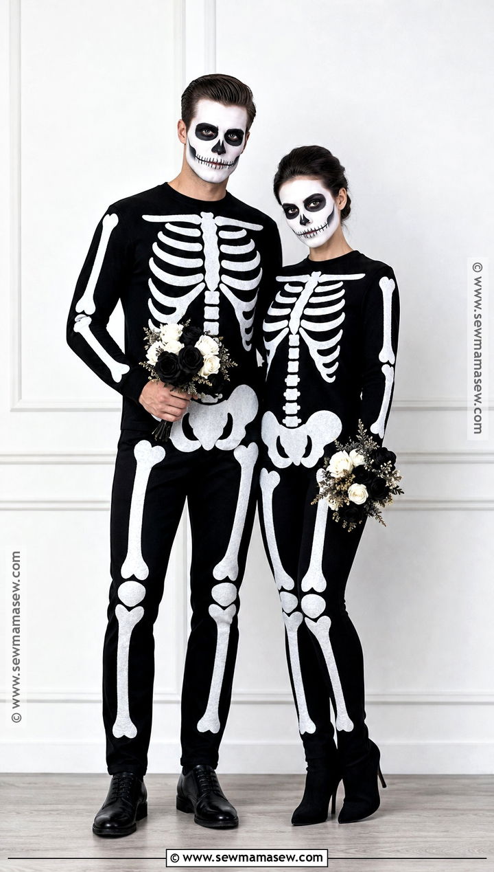 Matching Skeleton Couple Costume - 35 easy couples costume ideas