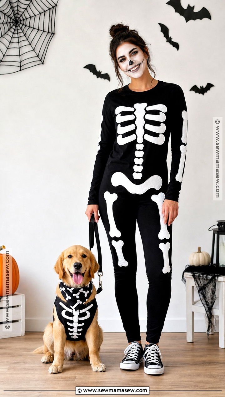 Matching Skeleton Dog and Owner Costume - 30 dog and owner costumes