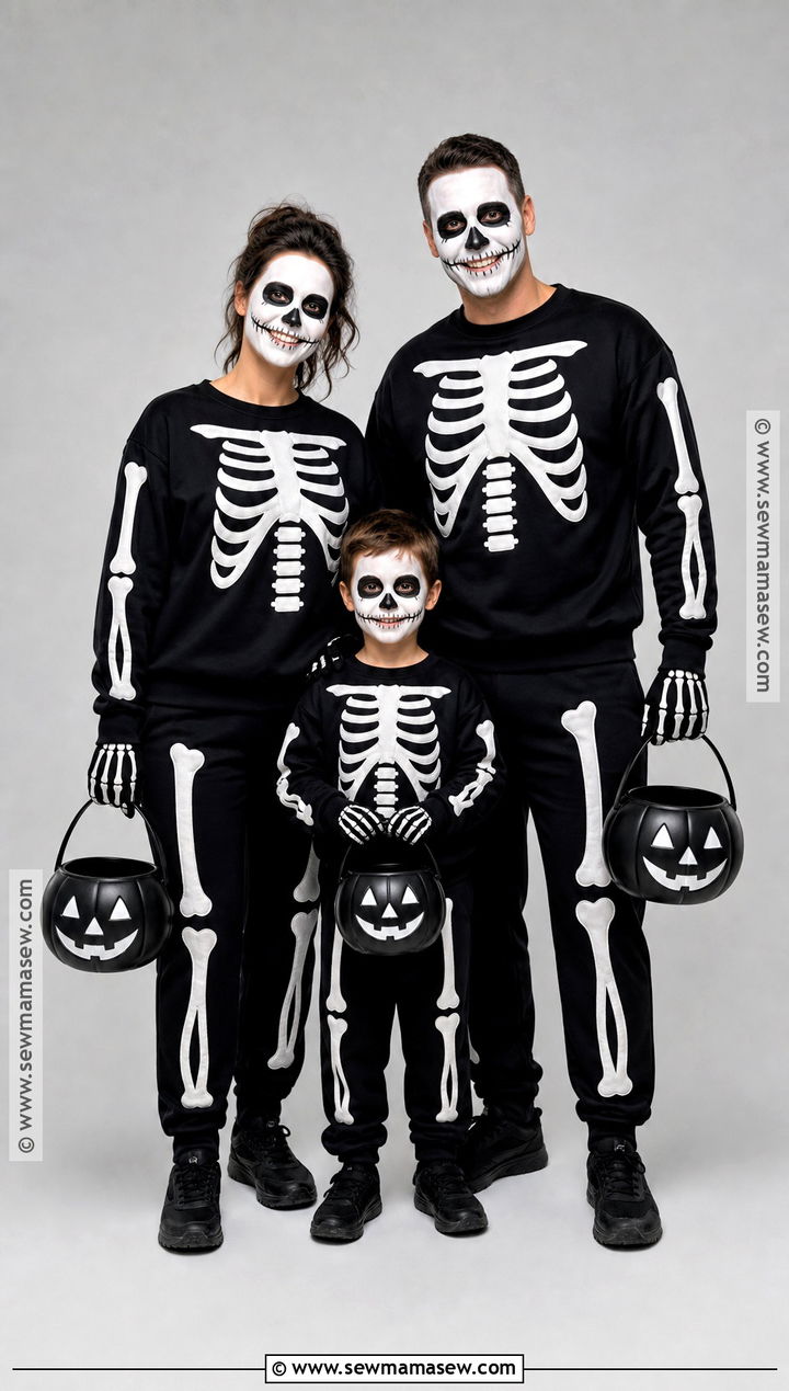 Matching Skeleton Family Costume - 30 easy family costumes for 3