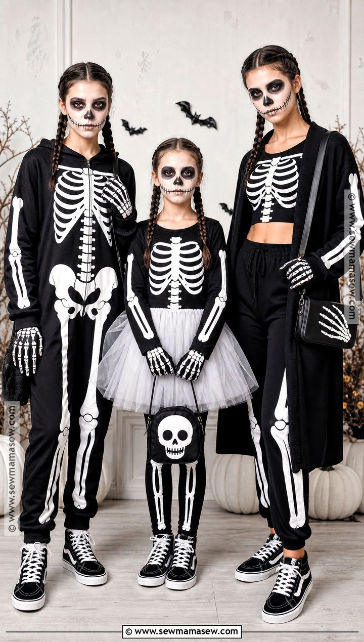 Matching Skeleton Trio Costume - 30 3 person halloween costume ideas