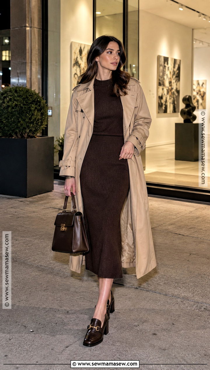 Matching Skirt Set And Trench Coat Fall Outfit - 15 going out fall outfits night