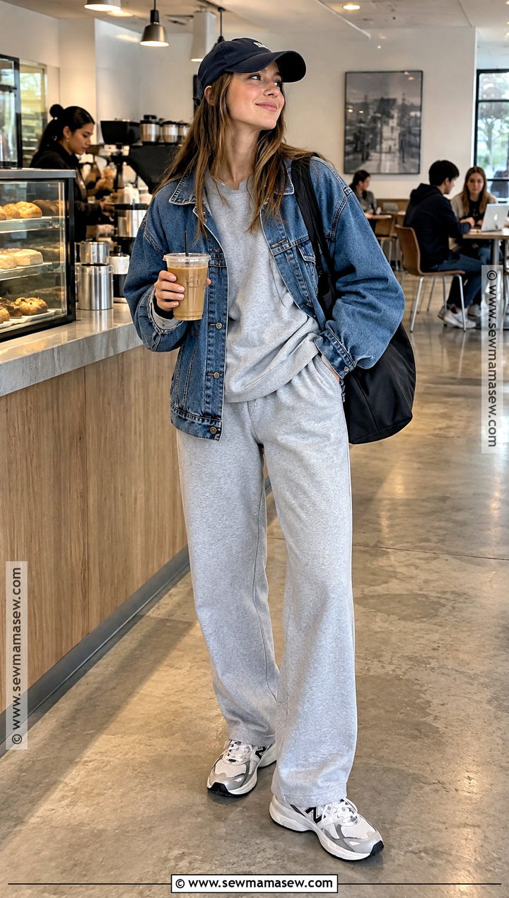 Matching Sweat Set And Denim Jacket Back To School Outfit - 15 2026 back to school outfits