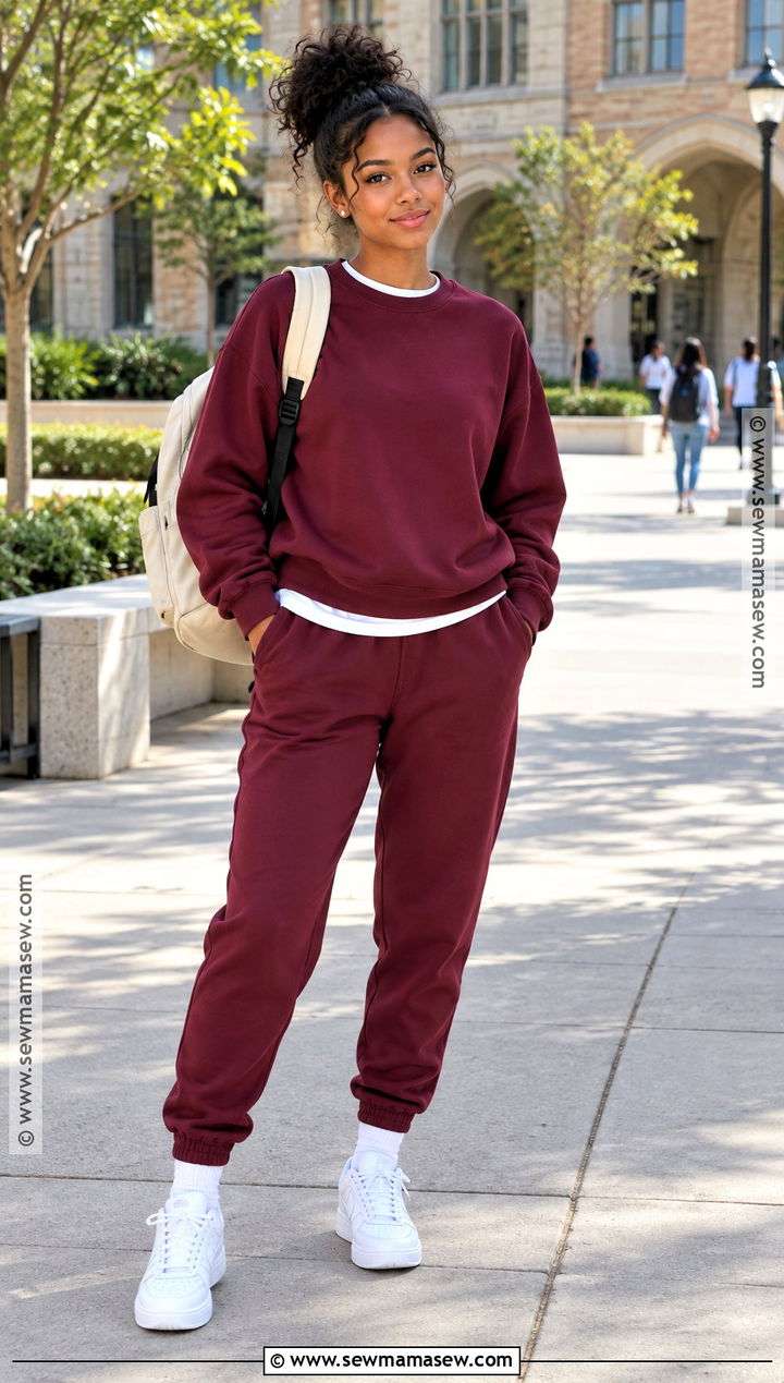 Matching Sweat Set And Sneakers Outfit - 20 comfy back to school outfits
